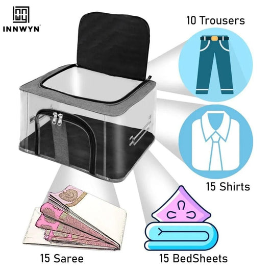 Transparent Cloth Organizer Storage Bag – Foldable Wardrobe Clothing Storage (1 Pc)
