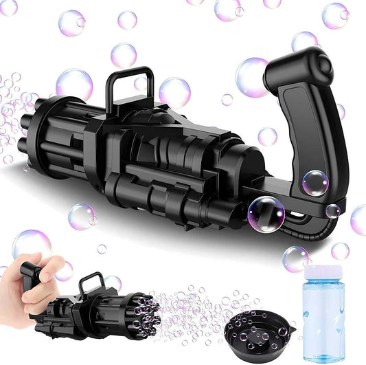 8-Hole Automatic Gatling Bubble Gun – Electric Bubble Blower with Batteries & Bubble Water (Assorted Color)