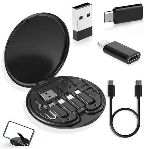 60W Fast Charging Travel Cable Set – Multi-Port Type-C, Micro USB & Lightning Kit with Storage Box