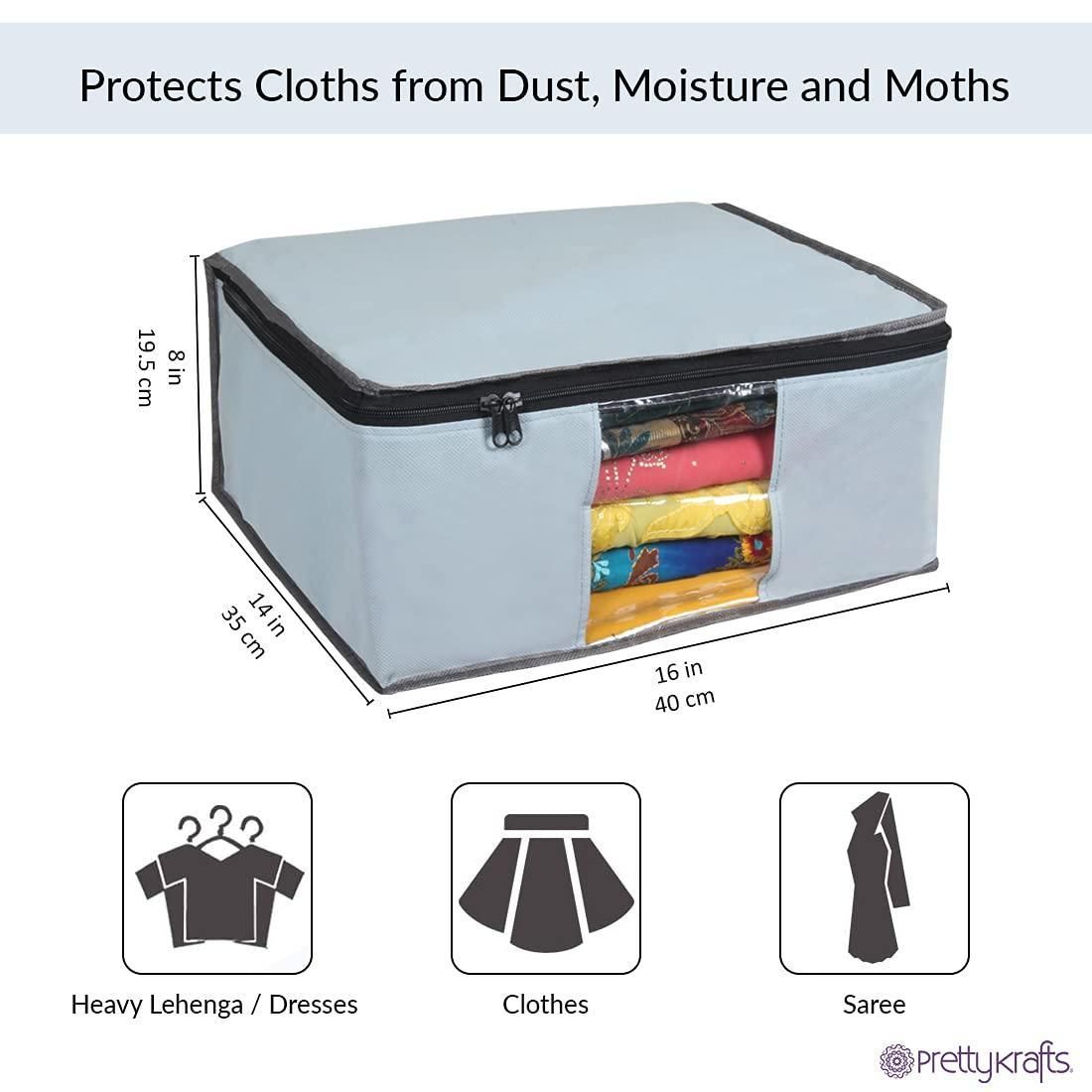 Non-Woven Saree Cover for Wardrobe Storage – Durable Zip Bags with Window (Pack of 6)