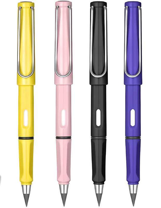 Everlasting Inkless Metal Pencils – Reusable, Erasable Writing Pens with Replaceable Nibs (Pack of 4)