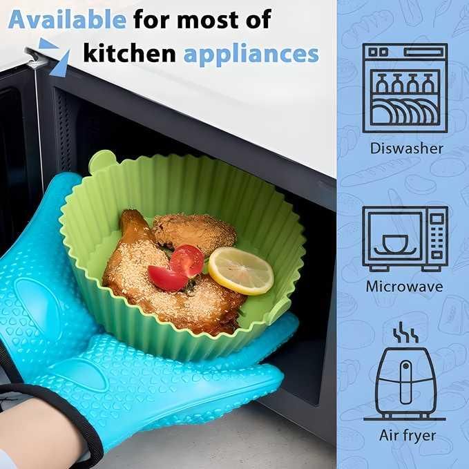 Reusable Silicone Air Fryer Baking Tray – Heat-Resistant, Non-Stick Mold (1 Pc)