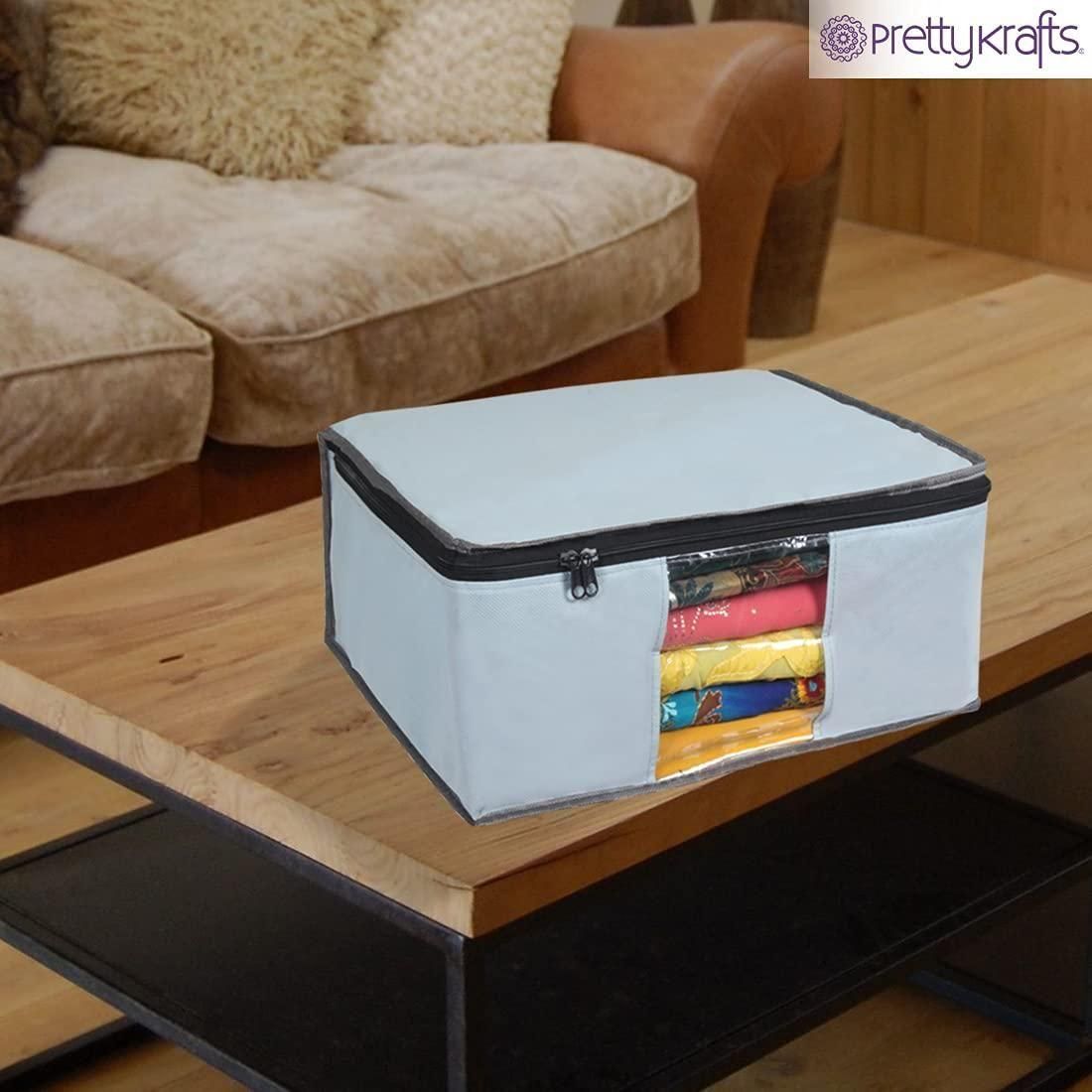 Non-Woven Saree Cover for Wardrobe Storage – Durable Zip Bags with Window (Pack of 6)