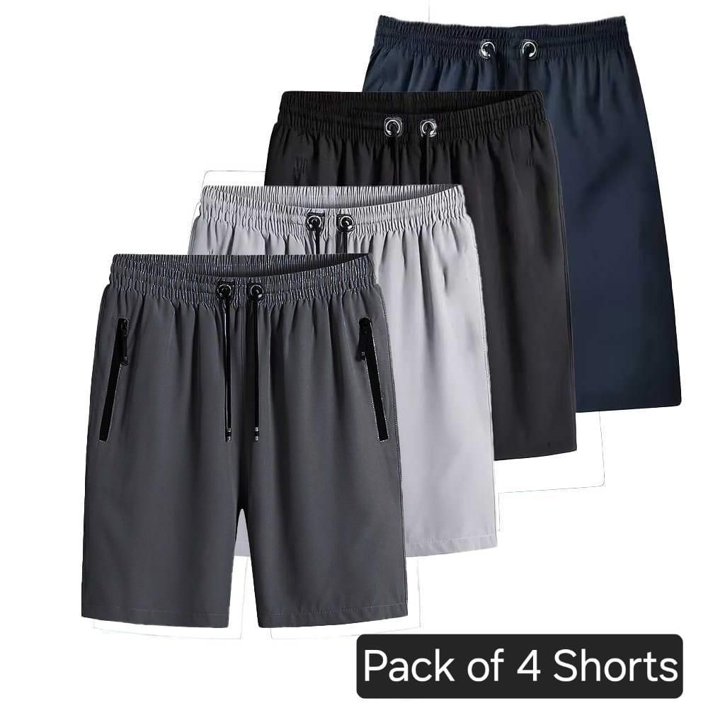 Men’s Stretchable Cotton Shorts – Combo Pack of 4 | Regular Fit, Soft & Breathable