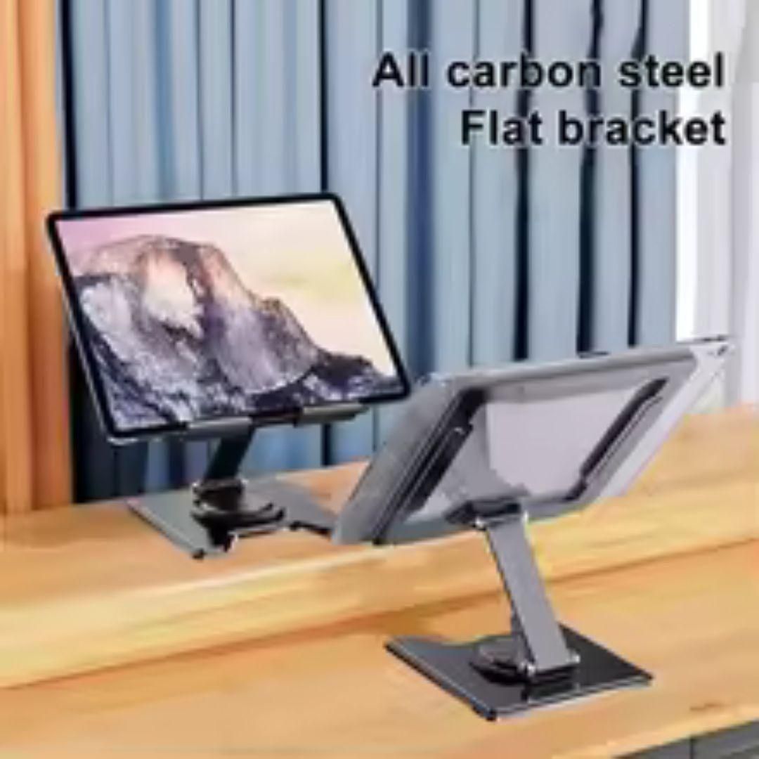 Rotating Base Tablet Stand – 360° Carbon Steel Adjustable Holder for Desk & Table